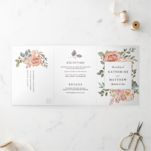 Invitation Trois Volets Mariage All-In-One du romantique Sketchbook Floral