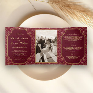 Invitation Trois Volets Mariage Art Déco Vintage Bourgogne Gatsby