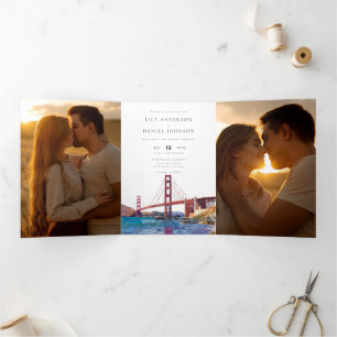 Invitation Trois Volets Mariage avec code QR de San Francisco 3 Photos