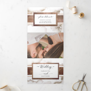 Invitation Trois Volets Mariage avec RSVP, Photo, Tons de la Terre Aquarel