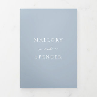 Invitation Trois Volets Mariage classique Dusty Blue élégant