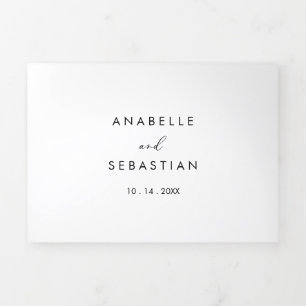 Invitation Trois Volets Mariage de calligraphie élégant et idyllique