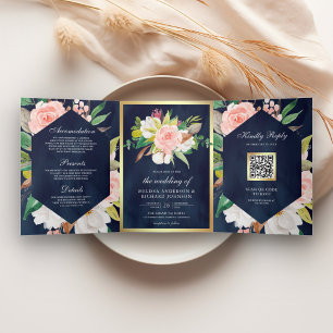 Invitation Trois Volets Mariage de code QR couleur bleu bleu bleu bleu ble