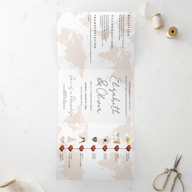 Invitation Trois Volets Mariage de destination (Intérieur)