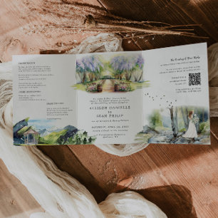 Invitation Trois Volets Mariage de forêt rustique de printemps