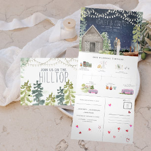 Invitation Trois Volets Mariage de grange dans les bois rustiques   Invita