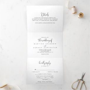 Invitation Trois Volets Mariage de script élégant de calligraphie