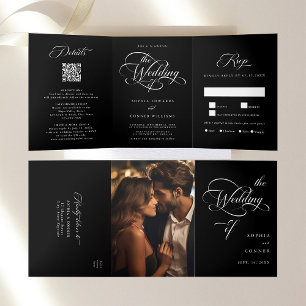 Invitation Trois Volets Mariage de script élégant et élégant