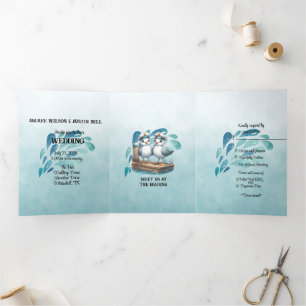 Invitation Trois Volets Mariage de style marina bleu marine