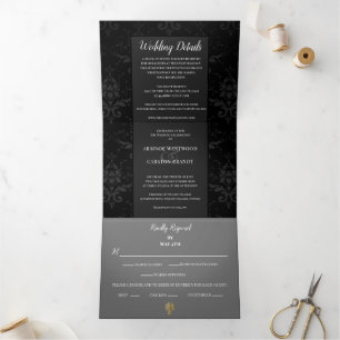 Invitation Trois Volets Mariage du soir glamour