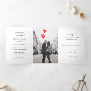 Invitation Trois Volets Mariage élégant minimal photo classique