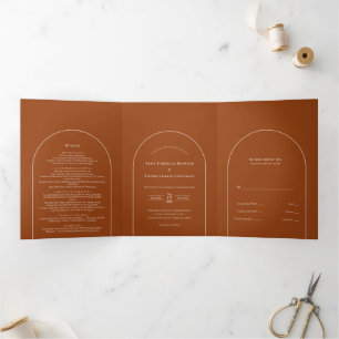 Invitation Trois Volets Mariage en terre cuite Boho Arch simple