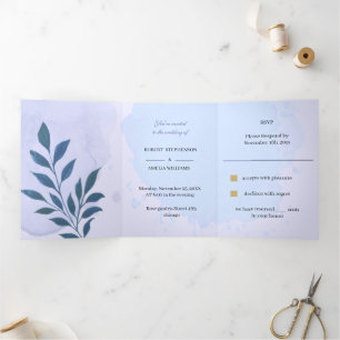 Invitation Trois Volets Mariage esthétique Elegan Blue