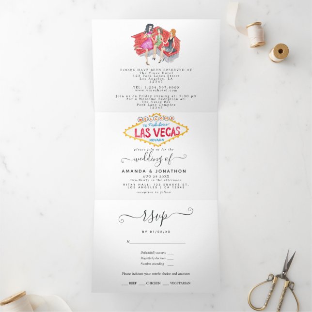 Invitation Trois Volets Mariage Fantaisiste à Las Vegas (Intérieur)