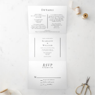 Invitation Trois Volets Mariage minimal simple et moderne tout en un tripl