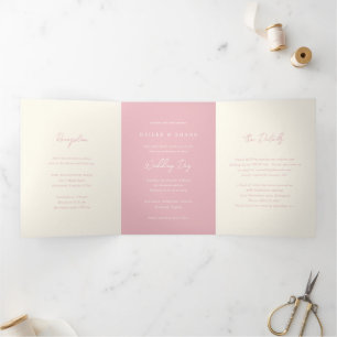 Invitation Trois Volets Mariage moderne Bailee Pink