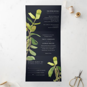 INVITATION TROIS VOLETS MARIAGE MODERNE EN VERRE DE FAUNE EN VERRE DE COUL