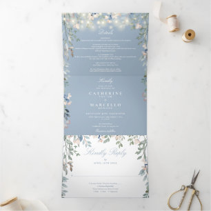 Invitation Trois Volets Mariage photo Dusty Blue Floral