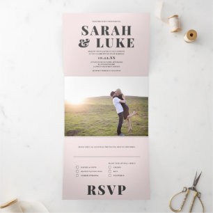 Invitation Trois Volets Mariage photo tout-en-un moderne de type GRAS
