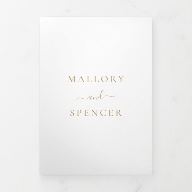 Invitation Trois Volets Mariage traditionnel or élégant (Page de couverture)