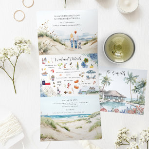 Invitation Trois Volets Mariage Vintage Côtes Maritimes    Port Aransas