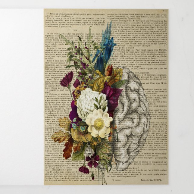 Invitation Trois Volets medical floral brain anatomy poster (Page de couverture)