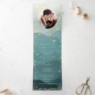 Invitation Trois Volets Mint Green Ash Mountain Hillside Mariage