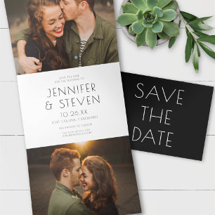 Invitation Trois Volets Moderne + Chic Type Enregistrer Le Carte photo Dat