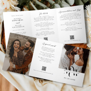 Invitation Trois Volets Moderne tout en un détail RSVP QR Code Mariage