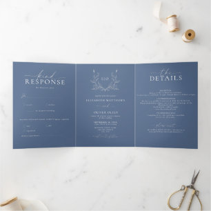 Invitation Trois Volets Monogramme Crest Photo minimaliste moderne Maria