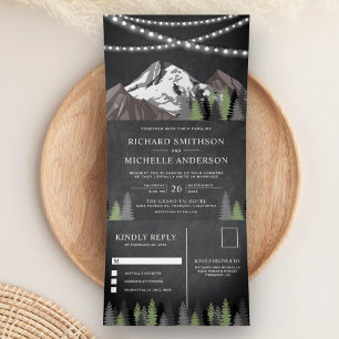 Invitation Trois Volets Montagne Tableau Forest String Lights Mariage