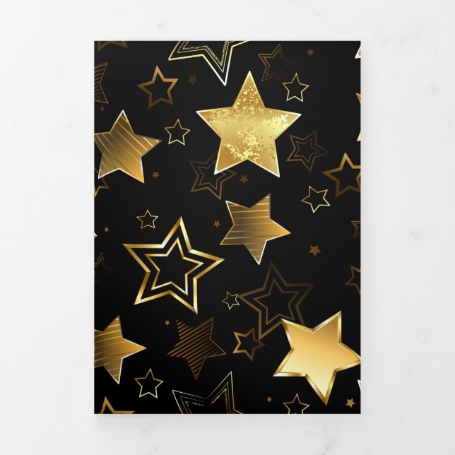 Invitation Trois Volets Motif sans couture avec étoiles d'or (Page de couverture)