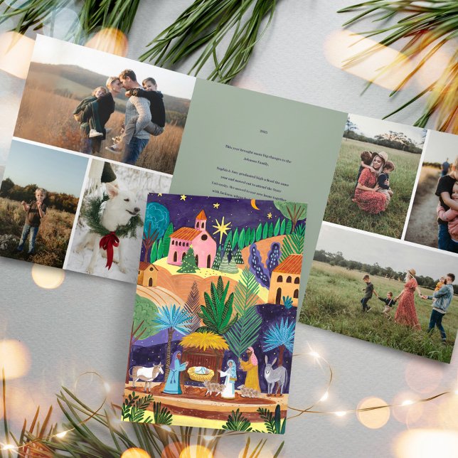Invitation Trois Volets Nativity Scene Religious Family Photo Christmas (Nativity Scene Religious Family Photo Christmas Tri-Fold Invitation)