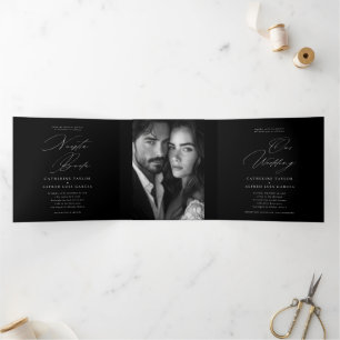 Invitation Trois Volets Nuestra Boda Anglais Espagnol Mariage bilingue