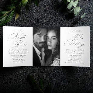 Invitation Trois Volets Nuestra Boda Anglais Espagnol Mariage bilingue