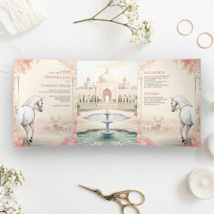 Invitation Trois Volets Palais Indien Royal Tout en Un Mariage Indien