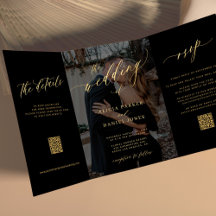 Photo couverture or noir RSVP détails QR mariage