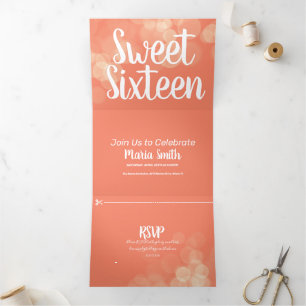 Invitation Trois Volets Photographie de lumières Bokeh Modern Sweet 16