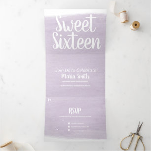 Invitation Trois Volets Photographie Traits Aquarelle Moderne Sweet 16