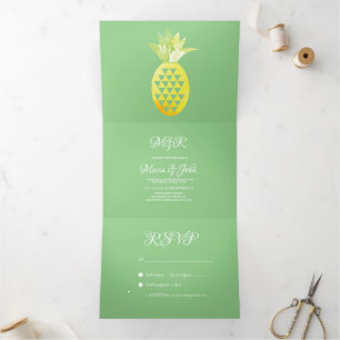 Invitation Trois Volets Pina Aquarelle Ananas Fruit Mariage tropique