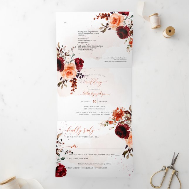 Invitation Trois Volets PixDezines Elegant Rustic H2 Fall n Foliage Tri-Fo (Intérieur)