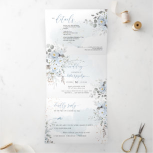 Invitation Trois Volets PixDezines Rustique Dusty Roses Eucalyptus