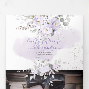 Invitation Trois Volets PixDezines Rustique Dusty violet Roses Eucalyptus