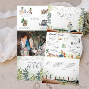Invitation Trois Volets Plage forestière de la côte ouest Mariage illust