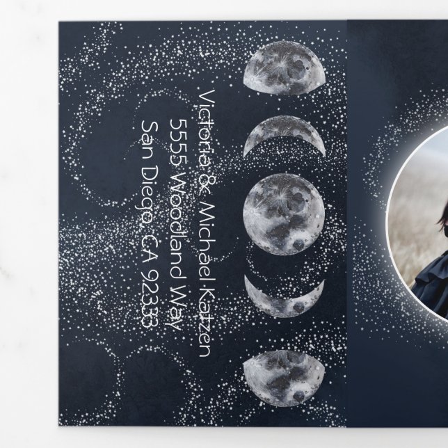 Invitation Trois Volets Pleine lune céleste et Mariage des étoiles (Rabat)