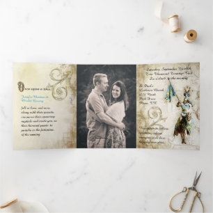 Invitation Trois Volets Renaissance Fairytale Photo Mariage 
