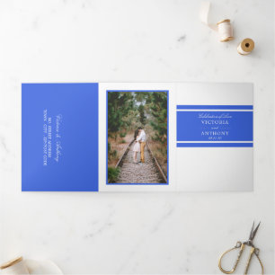 Invitation Trois Volets Royal Blue Modern Mariage Suite