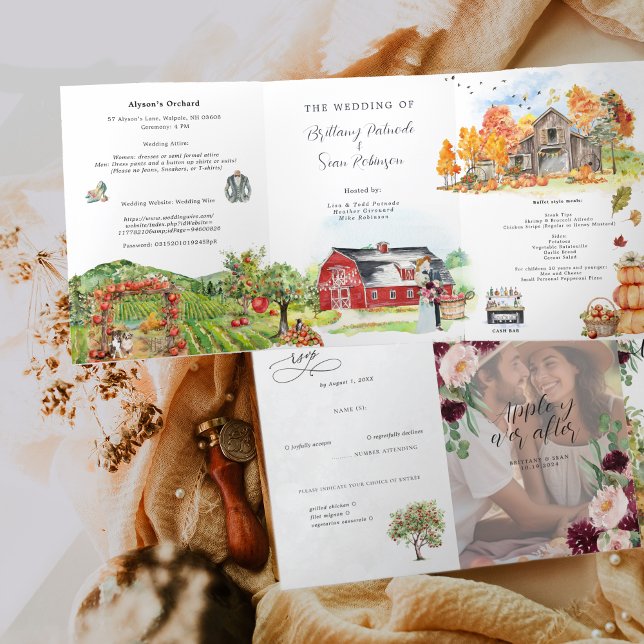 Invitation Trois Volets Rustic Automne Mariage Apple Orchard (Créateur téléchargé)