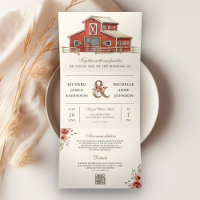 Rustic Red Grange Country Farm QR Code Mariage