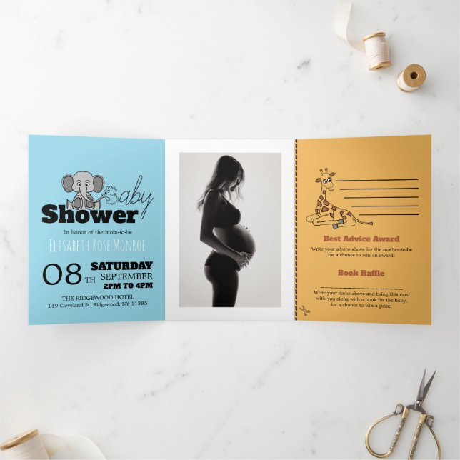 Invitation Trois Volets Safari Animaux, Suite Baby showers (Intérieur)